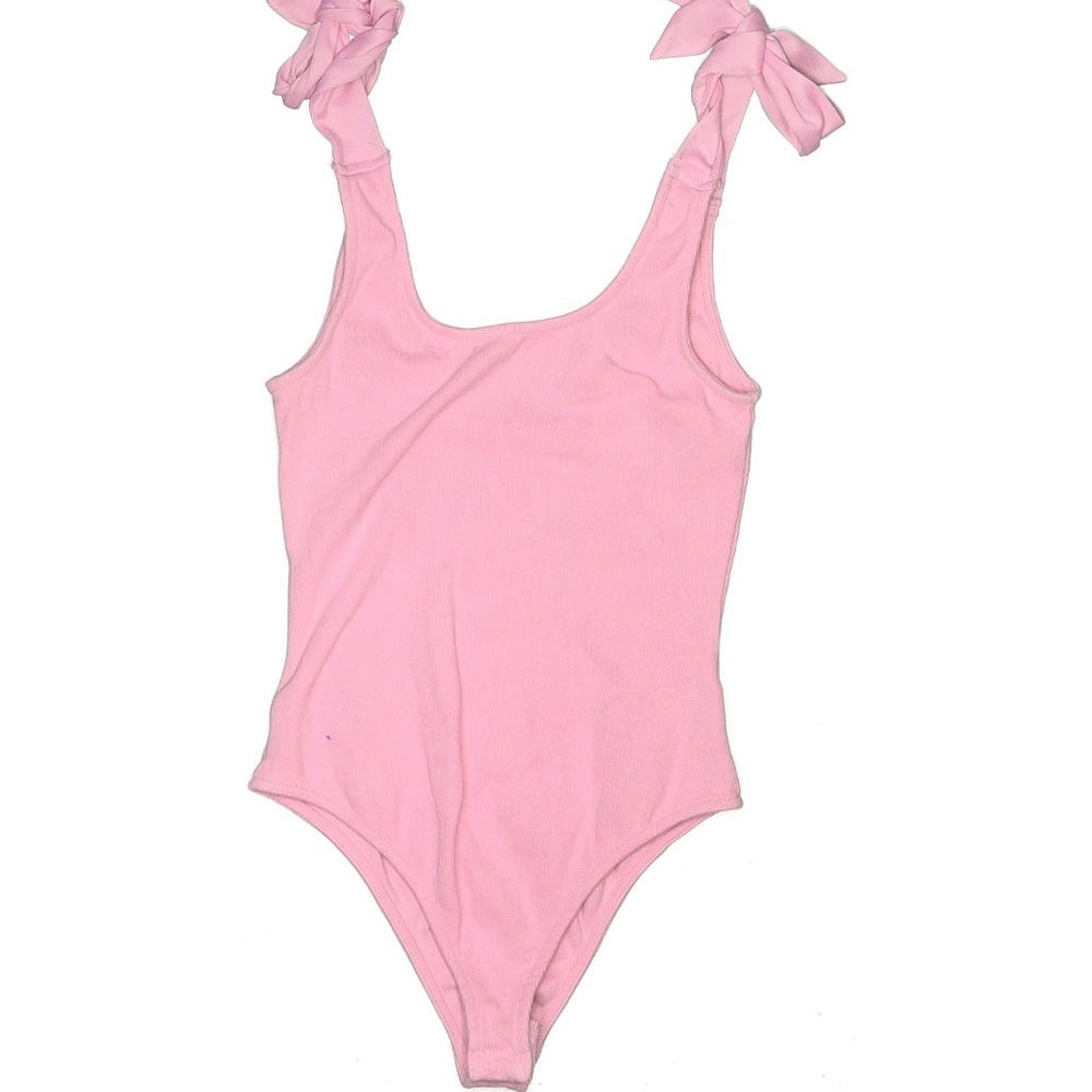 Pink Tie-Shoulder Bodysuit